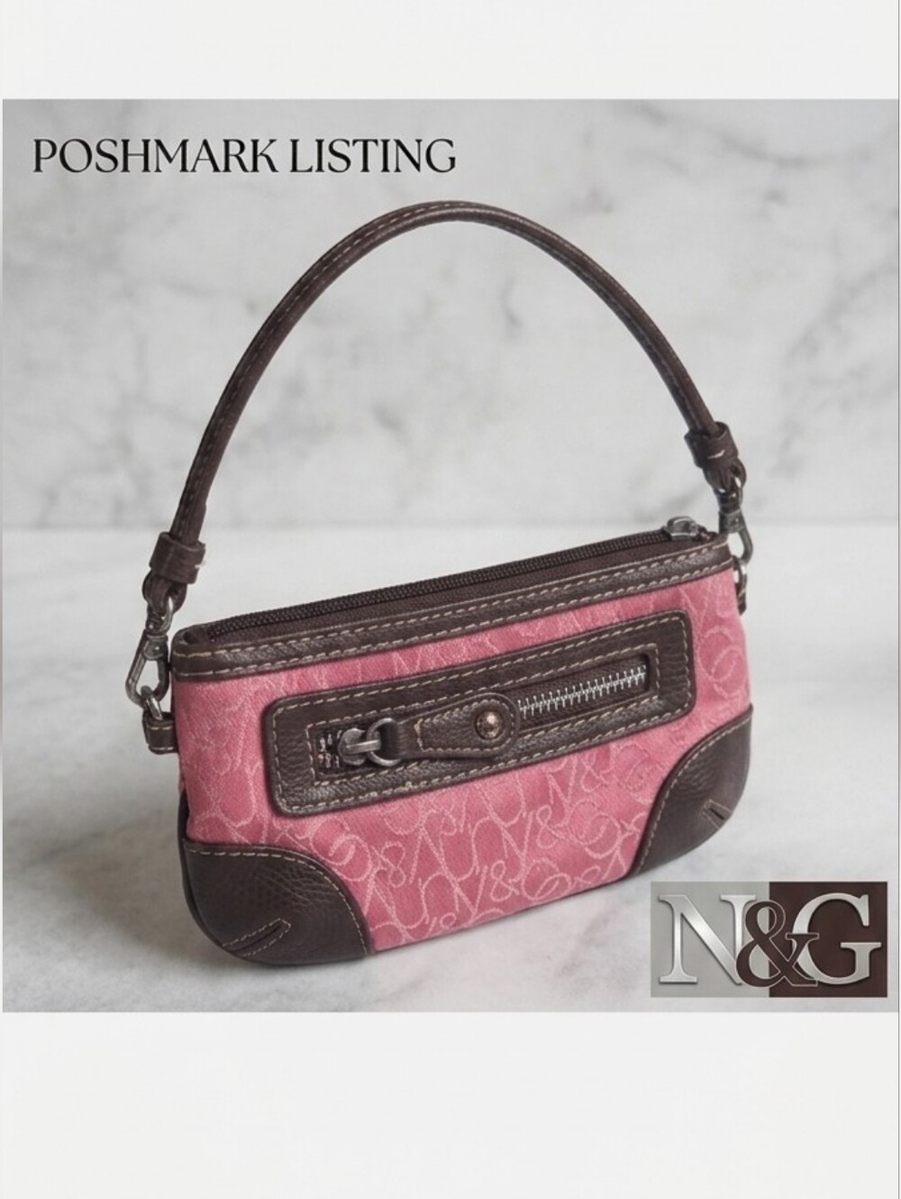New York & Company Pink Monogram Wristlet - NEW